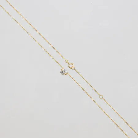 Collier, ankarlänk, integrerat hänge med vit sten, längd 42-45cm, bredd 0,5mm, 18K Vikt: 1,5 g