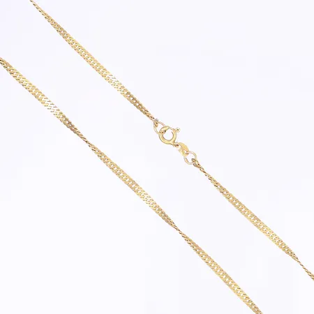 Halskedja manglad pansarlänk, längd 53cm, bredd 3mm, något buckligt lås, 21K Vikt: 8,8 g