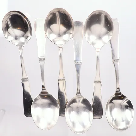 6 Bordsskedar modell Uppsala silver 830/1000, längd 17cm Vikt: 254,8 g