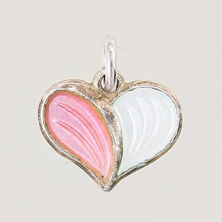 Hänge med vit och rosa emalj, längd: 10mm, bredd: 11,5mm, silver 925/1000 Vikt: 0,7 g