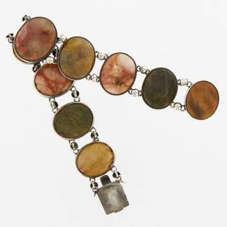 Armband med stenar 20cm, bredd: 28mm, årsstämpel från 1901, silver 830/1000 Vikt: 36,9 g