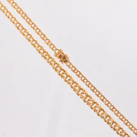 Collier doserad Bismarck längd 51cm, bredd 3,80-6,60mm, Clareus Guldsmeds Ab Furusund, 18k Vikt: 17,7 g