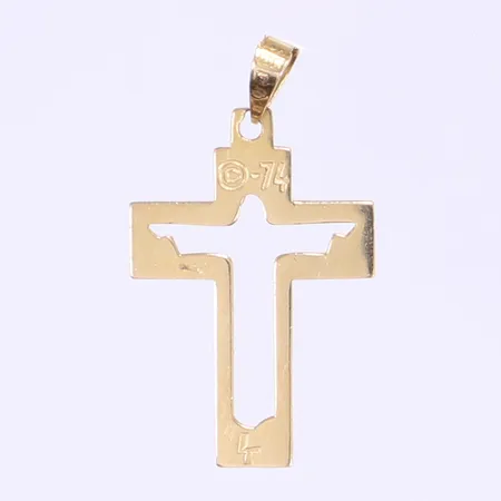 Hänge i form av kors, höjd 26mm inkl ögla, svenska stämplar, gravyr c-74, 18K Vikt: 0,8 g