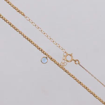 Collier, kulor med ljusblå sten, defekt, 14K Vikt: 1,5 g