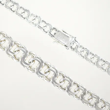 Halskedja bismark, längd 50 cm, bredd 8-13, cm, silver 925/1000 Vikt: 53 g