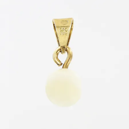 Hänge, vit sten, 13x5mm, slitage, 18K. Bruttovikt: 0,4gram.  Vikt: 0,4 g