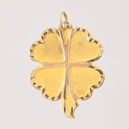 Hänge, fyrklöver, delvis matterad yta, längd: 25mm, bredd: 17,7-2,5mm, 14K Vikt: 0,9 g