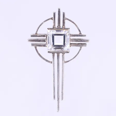 Hänge kors med bergkristall, tillv. Stigbert, längd 48mm, bredd 30mm, silver 830/1000 Vikt: 10,9 g