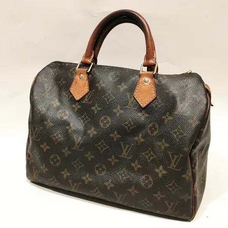 Väska Louis Vuitton, Speedy 30, monogramcanvas, detaljer i skinn, datumkod: SP0975 år 1995, Frankrike, repor/slitage, trasig skinndetalj på dragkedjekrok, inga övriga tillbehör