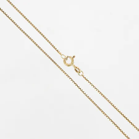 Kedja Venezia, förgylld, ca 42cm, bredd ca 1mm, något sliten förgyllning, 925/1000 Silver Vikt: 2,5 g