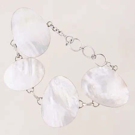 Armband med pärlemo, längd: 20,5-23,5cm, bredd: 1,9-44,6mm, silver 925/1000 Vikt: 41,9 g