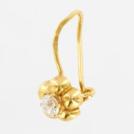 Udda örhänge, vit sten, 15mm, Ø7mm, 21K Vikt: 0,5 g