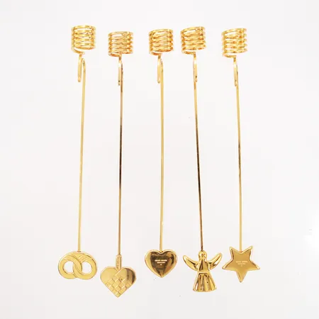 Fem ljushållare för julgran Georg Jensen guldpläterad metall, längd: ca. 16,5cm Vikt: 0 g