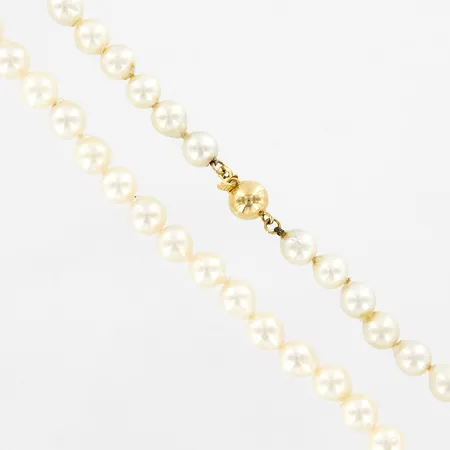 Collier med odlade sötvattenspärlor, ca 43 cm, pärlor Ø6mm, lås i 18K Vikt: 0 g