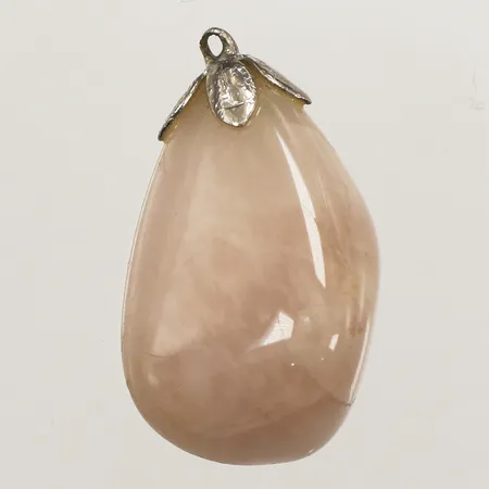 Hänge rosenkvarts, ca 32mm, bredd 20mm, defekt/ öppen ögla, silver Vikt: 9,4 g