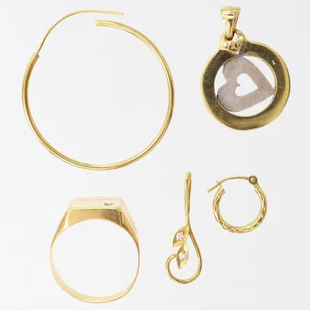 Guldskrot, stenar, udda, skeva, 18K Vikt: 15 g