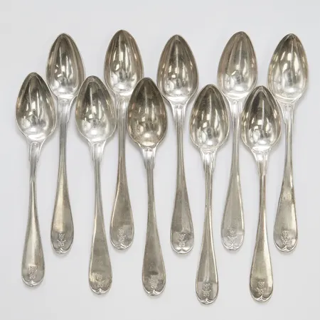 10st Teskedar, år 1832-1833, 830/1000 silver Vikt: 189,4 g