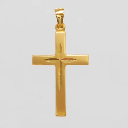 Hänge, kors, matterad yta, mönsterdekor, längd inkl. ögla 30mm, bredd ca 16mm, 9K Vikt: 0,7 g