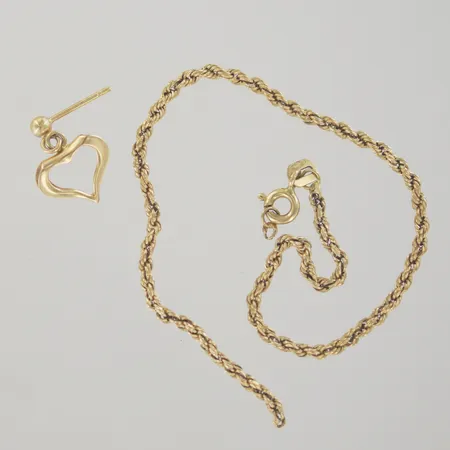 Singel örhängen/armband, defekt 18K Vikt: 1,5 g