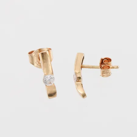 Parörhängen med vita stenar, höjd ca 11.6 mm,18k. Vikt: 1,2 g