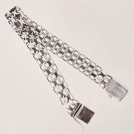 Armband, X-länk, längd: 20cm, bredd:11,6mm, defekt, silver 830/1000 Vikt: 18,3 g