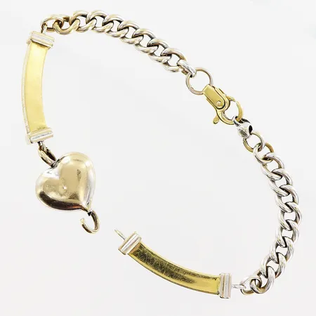 Armband, 21cm, bredd 7mm, ihålig, vit/gulguld, defekt, 18K. Vikt: 14,7 g