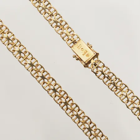 Collier, X-länk med stav, längd 46cm, bredd 7,2mm, Ädelsmycken Aktiebolag, år 1966, 18K Vikt: 25,2 g