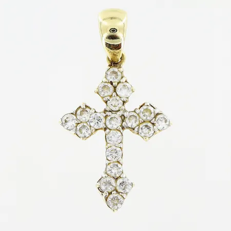 Hänge, kors, stenar, 29x16mm, 14K.  Vikt: 2,2 g