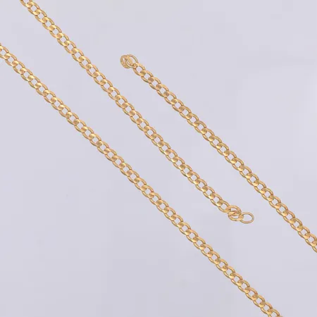 Kedja gles Pansar, 56,5cm, bredd 3,5mm, defekt, saknar lås, 14K Vikt: 11,4 g