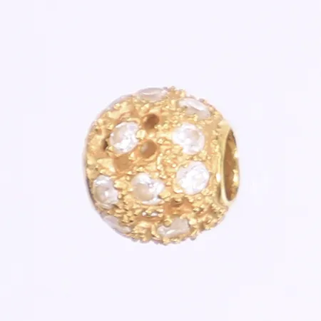 Hänge med vita stenar, Ø8mm, 21K Vikt: 2,1 g