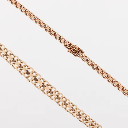 Collier X-länk,Svenska Guldvaruaktiebolaget Stockholm 1967,längd ca 52 cm,bredd 4.2-8 mm,18k. Vikt: 24,4 g
