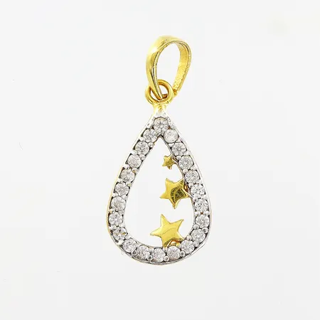 Hänge, vita stenar, stjärnor, 20x9mm, 21K. Vikt: 0,8 g