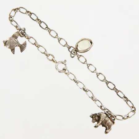 Armband med 3 hängen, 19cm, bredd: 3mm, silver 830/1000 Vikt: 8,8 g