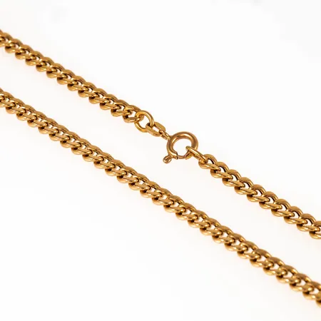 Kedja Pansar (ihålig) i 18K guld. Det är 51 cm långt, 4,5 mm brett och väger 13,8g. Sliten springring.