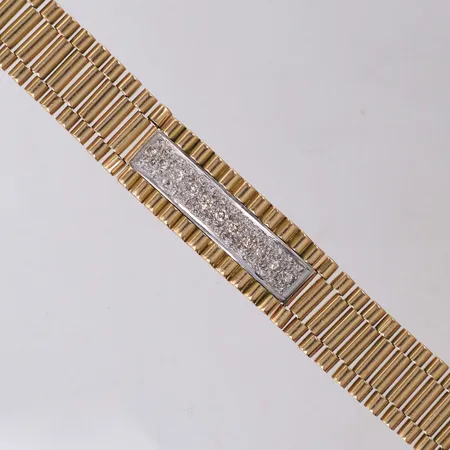 Armband med briljantslipade diamanter ca 0,83ctv, nagg, längd 20cm, bredd 17,7mm, bucklor, 18K Vikt: 71,3 g