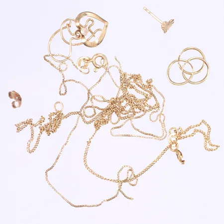 Parti diverse smycken, defekt och udda, 14K Vikt: 3,7 g