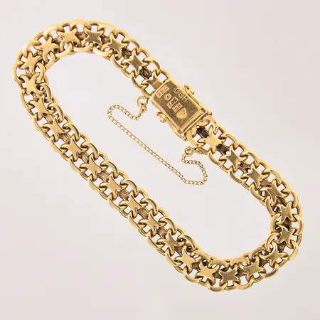 Armband X-länk, längd: ca 19,5cm, bredd: 8,5mm, säkerhetskedja, 18K Vikt: 25,6 g