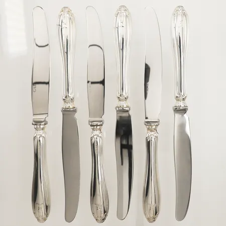 Sex knivar, modell Vasa, ca 20,5cm, GAB, 830/1000 silver Vikt: 431,9 g
