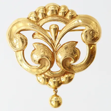 Brosch, ca 35x40mm, Nordiska Juvelaktiebolaget, år 1953, 18K Vikt: 4,3 g