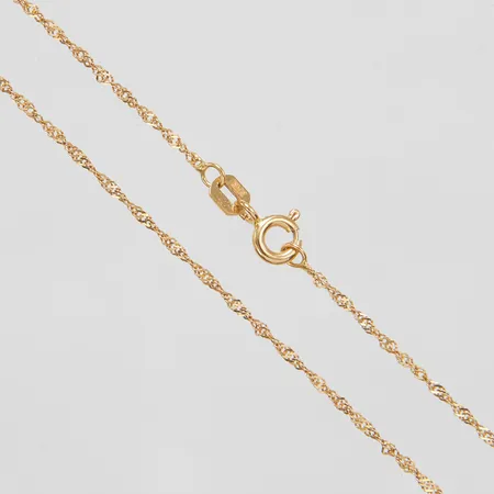 Kedja, Singapore, längd ca 40cm, bredd 1,3mm, 18K Vikt: 1,4 g
