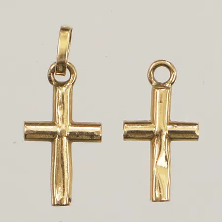 Två hängen kors, skadat, defekt, 18K Vikt: 0,4 g