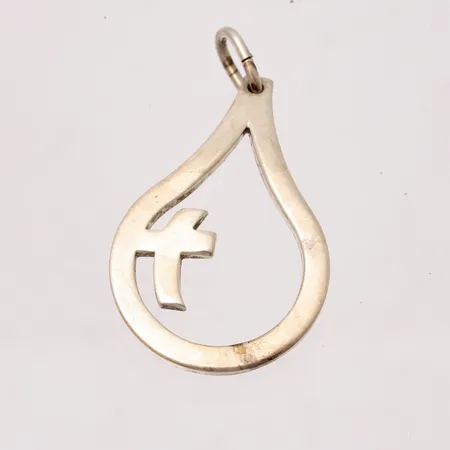 Hänge i silver, Droppe med kors, mått 21x36mm, 925/1000, tillverkad av Sporrong, vikt 3,55g.