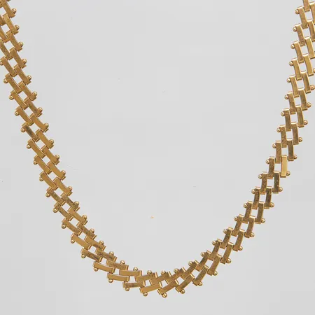 Collier, längd 42cm, bredd 6,5mm, italienska stämplar, 18K Vikt: 21,8 g