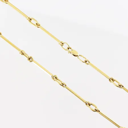 Kedja, stavar, 58,5cm, bredd 2-4mm, 18K.  Vikt: 31,8 g