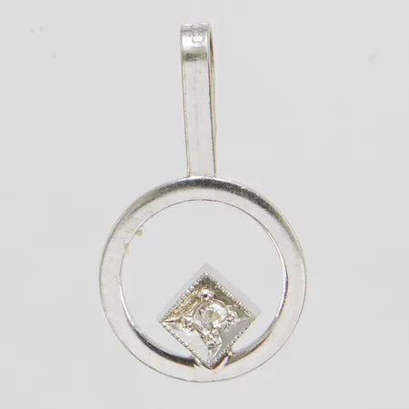 Hänge, åttkantslipad diamant 1x ca 0,10ct, längd inkl ögla 15,7mm, Ø9mm, vitguld, 18K Vikt: 0,7 g