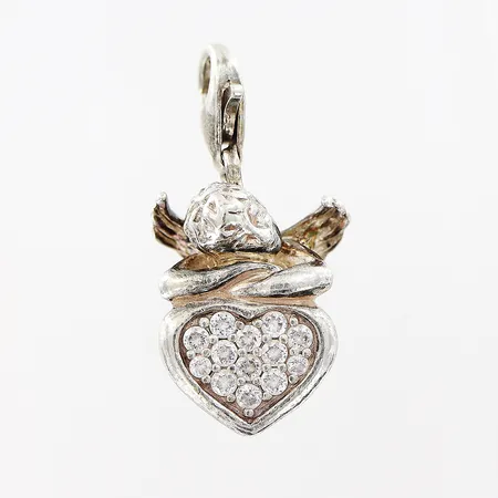 Berlock Thomas Sabo, ängel med vita stenar, 26x15mm, ask, silver 925/1000. Vikt: 4,5 g