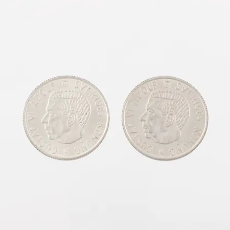 Mynt 2 st 2 kronor 1965. Vikt: 28 g