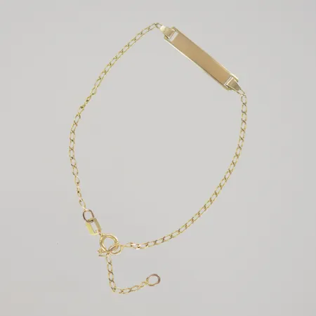Armband med bricka, längd justerbar 14,5-17 cm, bredd 1,9 mm, 14K Vikt: 1,1 g
