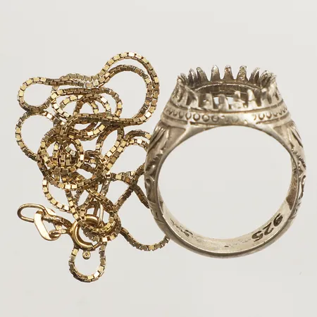 Ring, kedja, defekt, av, sten saknas, 925/1000 silver Vikt: 11,2 g