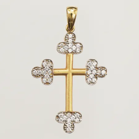 Hänge, kors, vita stenar, längd 39mm, bredd 24mm, 18K Vikt: 3,1 g